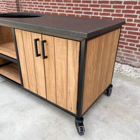 Buitenkeuken Fraké zwart granieten blad opberguimte met zwarte handgrepen