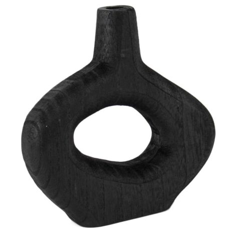 Houten Donut Vaas Zwart Medium