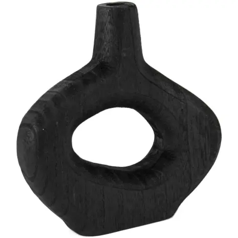 Houten Donut Vaas Zwart Medium