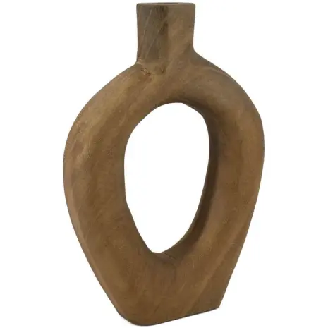 Houten Donut droogbloemen Vaas