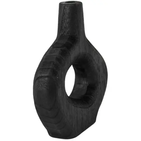 Medium Houten Donut Vaas Zwart