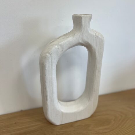 witte Houten vaas voor droogbloemen