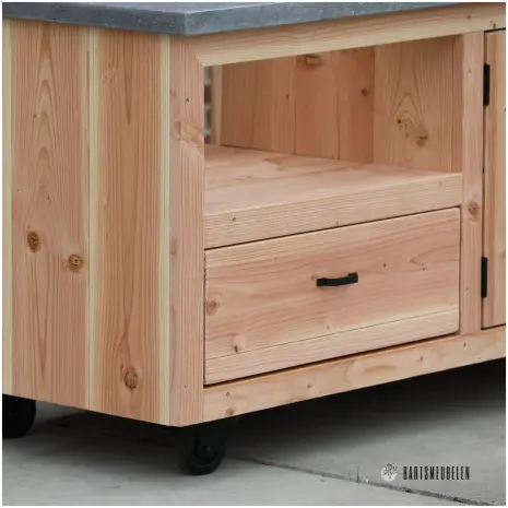 BBQ keuken douglas hout met Belgisch hardsteen blad