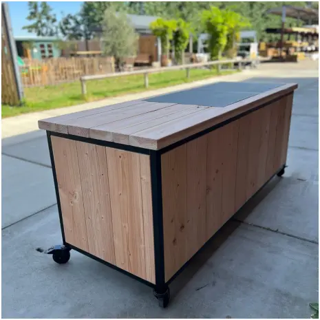 Verrijdbare BBQ werktafel details