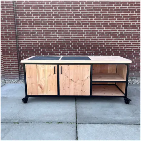 Verrijdbare tuinkast BBQ werktafel