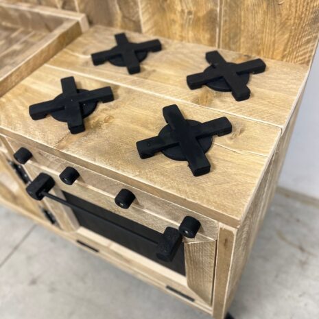 Steigerhouten buitenspeelkeuken 3 kookpitjes