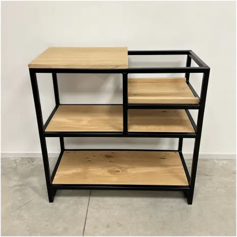 platenspeler meubel eiken en zwart staal