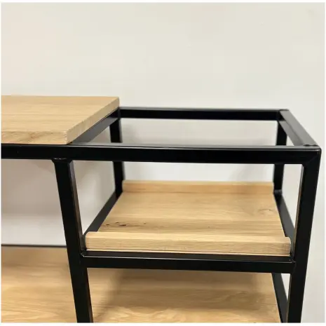 platenspeler meubel met stalen frame van eikenhout