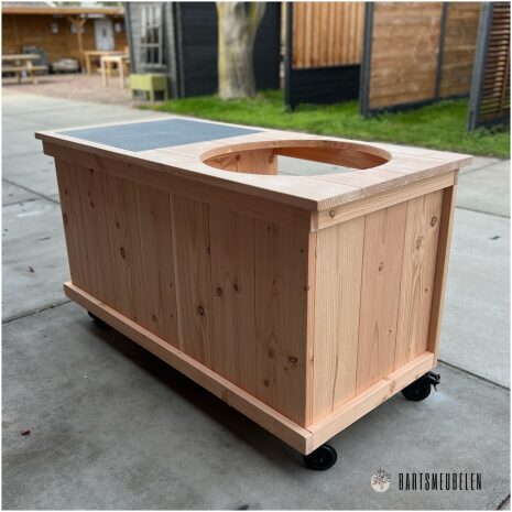 Buitenkeuken opbergkast met tegel 150 cm showtuin Bartsmeubelen