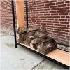 Douglas hout haardhout berging met stalen frame zwart