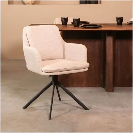 Label51 Eetkamerstoel Joy Naturel Bouclé Voorraadmodel