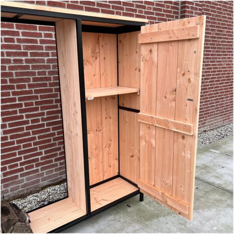 haardberging met stalen frame Douglas hout