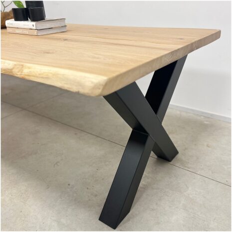 Boomstamtafel met X poot zwarte poedercoating 300x100 cm