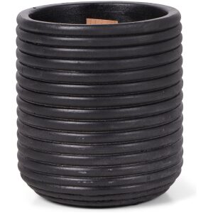 SENZA houten kaars groot ribbel met houten lont