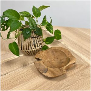 Suar houten schaal naturel 25 cm – organische vorm