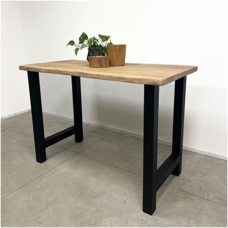 bartafel eiken staal 160x80 boomstamrand