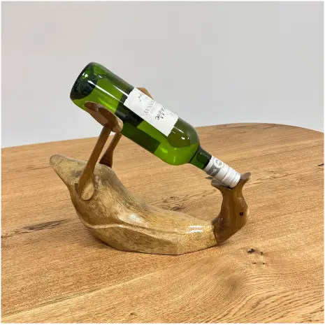 houten wijnfleshouder eend