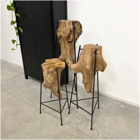 mooie teak houten set tafeltjes