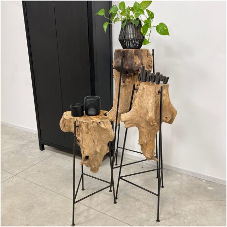 planten tafels teak en staal set