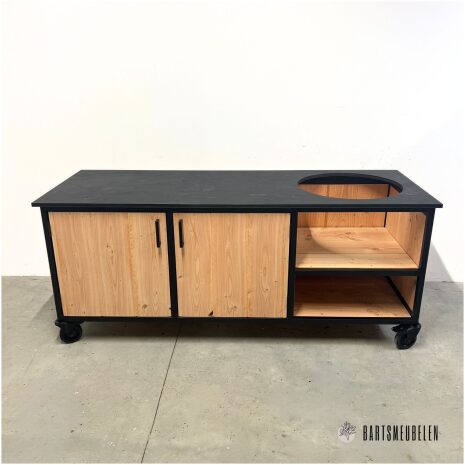 buitenkeuken met opbergkast HPL blad ZWART voorkant