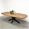 Eiken Deens ovaal eettafel met zwarte matrix poot Cheery