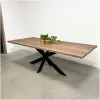 Eiken tafel vintage met zwarte matrix poot Eiken tafel vintage met zwarte matrix poot
