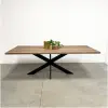 Eikenhouten tafel vintage met zwarte matrix poot Eikenhouten tafel vintage met zwarte matrix poot