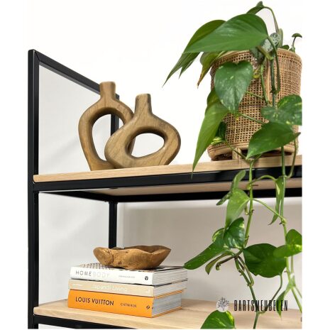 Stalen boekenkast eikenhout Eline voor decoratie en boeken