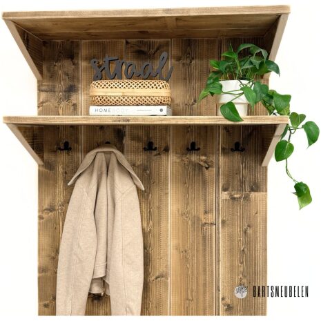 Steigerhouten garderobekast met klep en hoedenplank