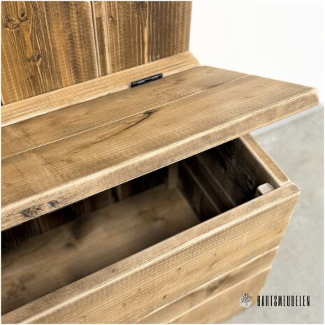 Steigerhouten garderobekast met opbergruimte met klep