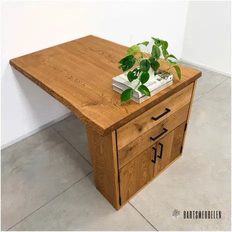 eettafel eikenhout Oslo met ladekast