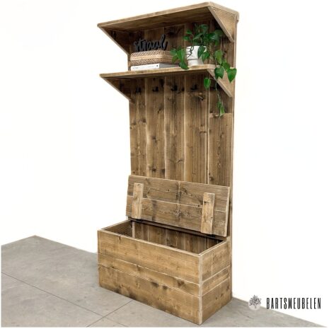 hal kast van steigerhout met klep