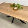 stijlvolle Eiken tafel vintage met zwarte matrix poot stijlvolle Eiken tafel vintage met zwarte matrix poot