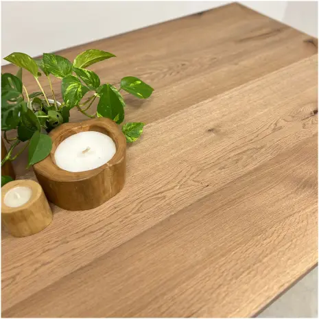 tafel eiken vintage met zwarte matrix poot