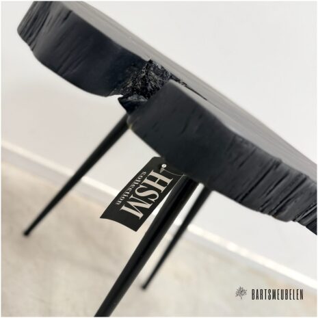 Acasia boomstamtafeltje met stalen pootjes (H)