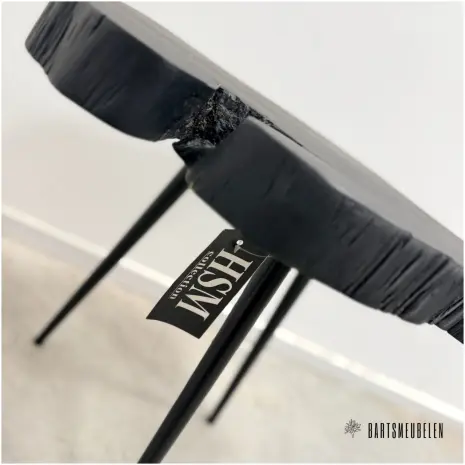 Acasia boomstamtafeltje met stalen pootjes (H)