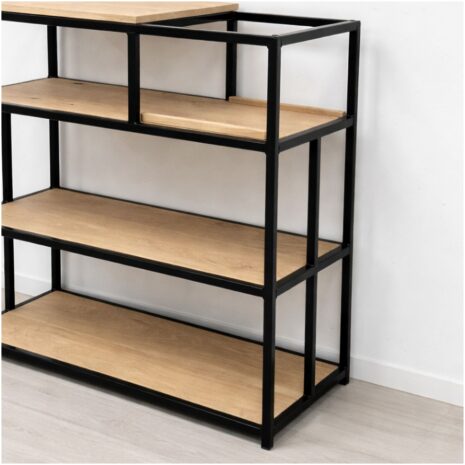 Platenspeler kast eiken en staal Groove van hout en staal