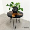 Ronde bijzet tafeltje teak Epoxy zwart (P)