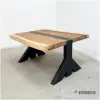 Salontafel. van suar hout met stalen onderstel (J)