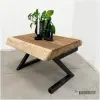 Suar boomstam salontafel met metalen Z- poot (N)