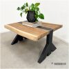 Suar boomstam salontafel met staal en Y poot (J)