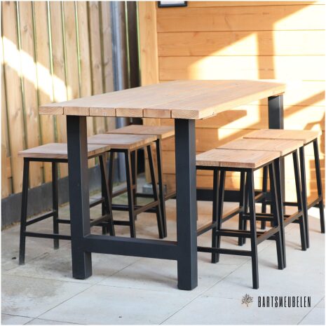 6 persoons lage bartafel set Buiten met stalen frame