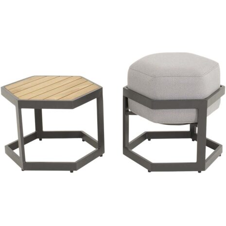 Bijzettafel buiten en hocker Esagono Antraciet