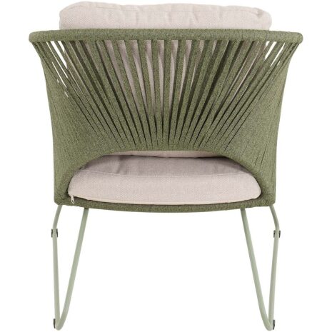 Loungestoel buiten Izumi groen met beige kussen van Lesli Living