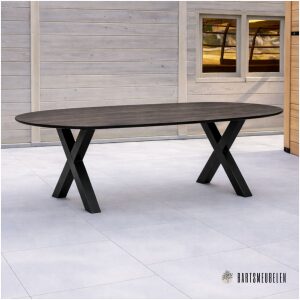 Tuintafel HPL Walnut met X poot