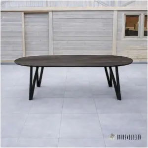 Tuintafel HPL Walnut met vlinder poot