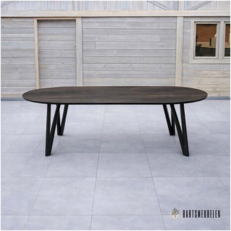 Tuintafel HPL Walnut met vlinder poot Tuintafel HPL Walnut met vlinder poot