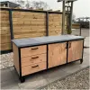 Verrijdbare werktafel met Belgisch hardsteen blad