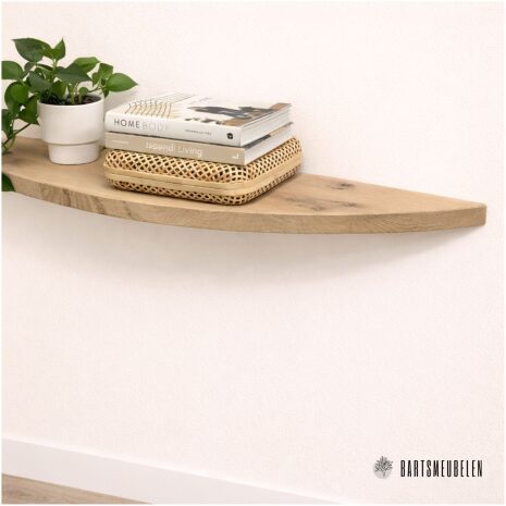 Wandplank halve maan eiken zwevend