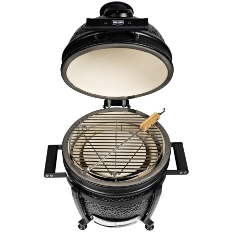 grill guru satin black kamado compact met accent rooster